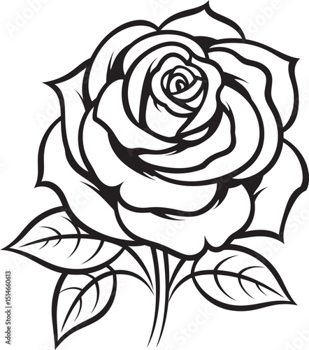 Wallpaper Mural Beautiful black rose line drawing vector logo with graceful curves Elegant rose line art vector icon with simple black line detailing Torontodigital.ca