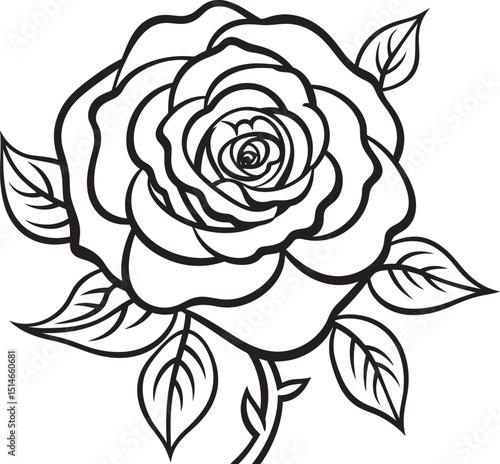 Wallpaper Mural Elegant Rose Line Art Vector Logo with Intricate Black Outline Artistic Black Rose Line Drawing Vector Icon with Graceful Design Torontodigital.ca