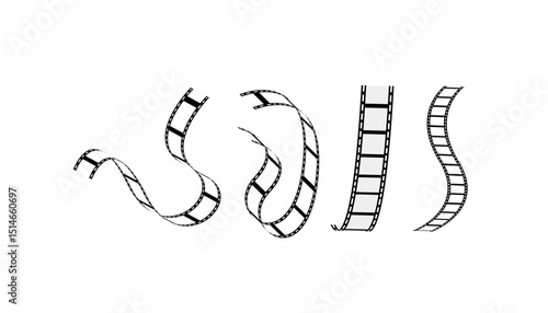 Film tape vintage icon isolate. movies film background with film roll. 3d film roll. Film strip set vector image