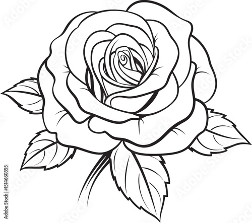 Wallpaper Mural Beautiful rose vector icon with detailed black line art features Classic rose line drawing vector logo with bold and clean strokes Torontodigital.ca