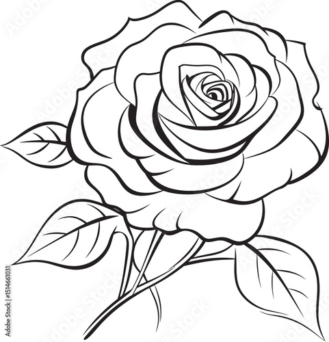 Wallpaper Mural Beautiful rose line art vector icon with bold black strokes Elegant rose line drawing vector logo in smooth black lines Torontodigital.ca