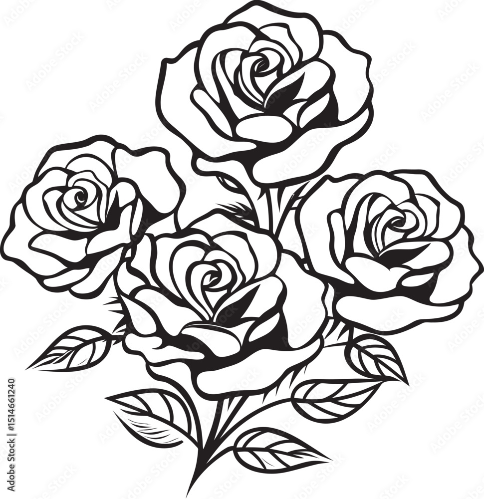 custom made wallpaper toronto digitalArtistic rose vector icon with crisp and clean black lines Minimalist black rose line art vector logo with soft outlines