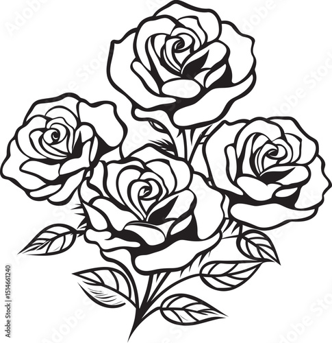 Wallpaper Mural Artistic rose vector icon with crisp and clean black lines Minimalist black rose line art vector logo with soft outlines Torontodigital.ca