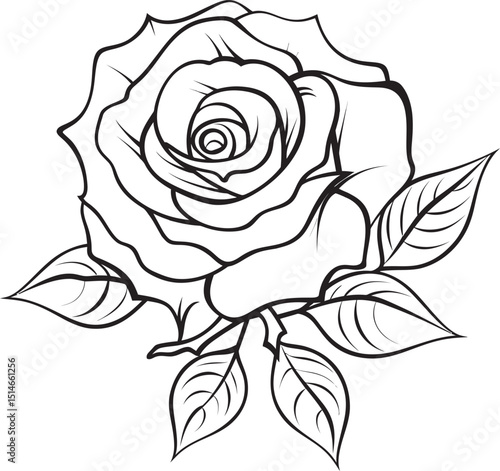 Wallpaper Mural Classic black rose vector icon with fluid line art design Elegant rose line drawing vector logo with delicate black lines Torontodigital.ca