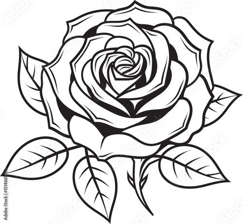 Wallpaper Mural Artistic Black Rose Line Drawing Vector Icon with Fine Line Work Minimal Rose Line Art Vector Logo with Elegant Black Silhouette Torontodigital.ca