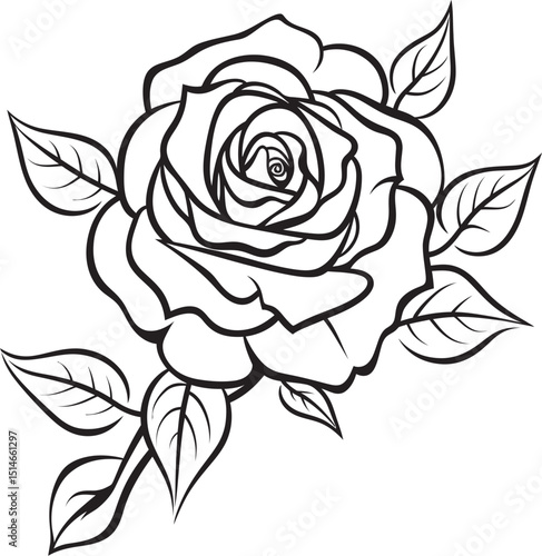 Wallpaper Mural Minimal rose line drawing vector logo with sharp black strokes Beautiful rose vector logo with clean and elegant black lines Torontodigital.ca