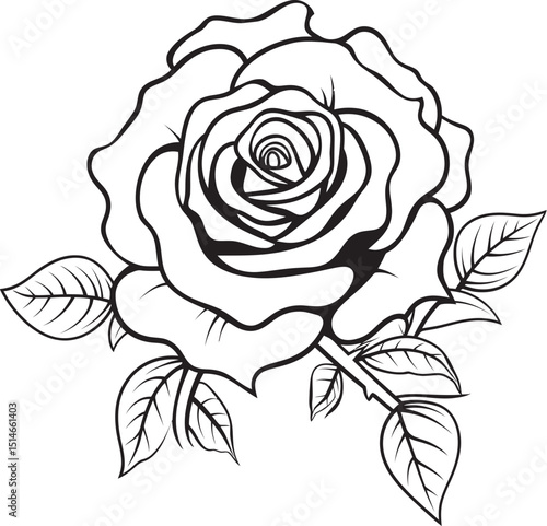 Wallpaper Mural Elegant rose line art vector icon with detailed black petals Artistic black rose vector logo with soft line drawing style Torontodigital.ca