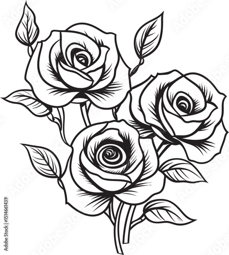 Wallpaper Mural Artistic black rose vector logo with soft line drawing style Minimal rose line art vector icon with clean and smooth lines Torontodigital.ca
