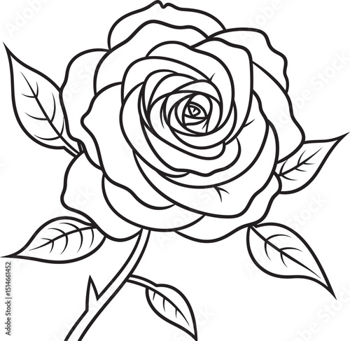 Wallpaper Mural Classic black rose line drawing vector icon with graceful curves Elegant black rose line art vector logo with delicate black strokes Torontodigital.ca