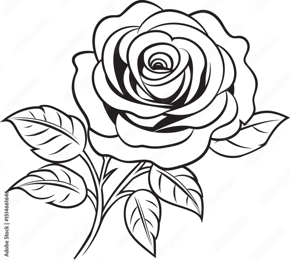 Minimalist rose vector logo featuring delicate black line work Artistic black rose line art vector logo with fluid petal shapes Minimalist rose vector logo featuring delicate black line work Artistic black rose line art vector logo with fluid petal shapes