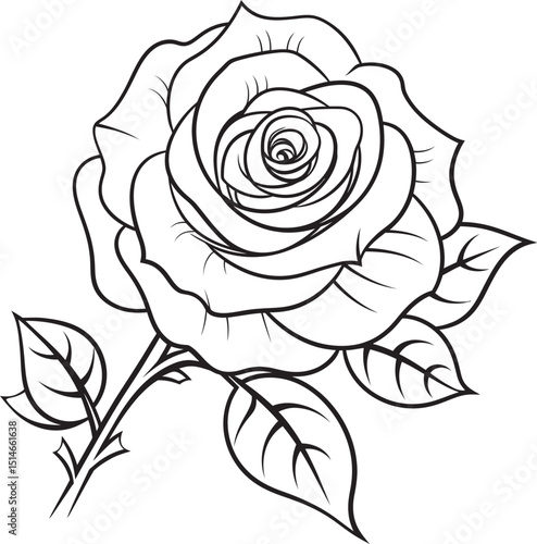 Wallpaper Mural Elegant rose vector icon with detailed and clean black outlines Beautiful rose line drawing vector logo in smooth black strokes Torontodigital.ca