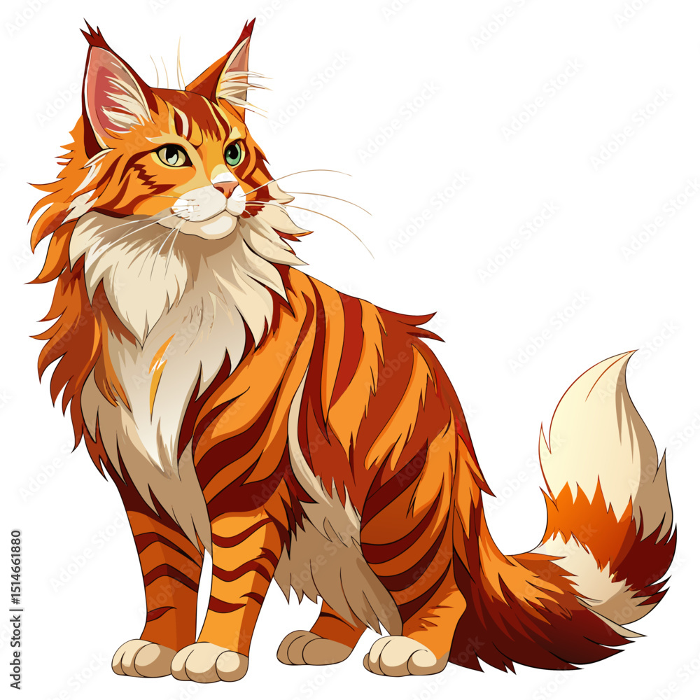 Obraz premium Digital Art of Maine Coon Cat – Long Fur and Big Paws Vector