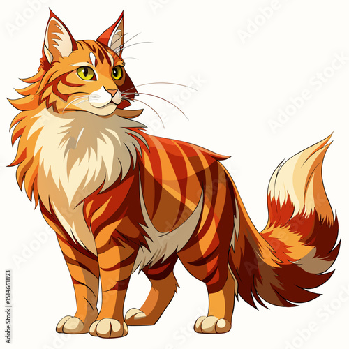 Cartoon Maine Coon Cat – Long Fur and Gentle Temperament