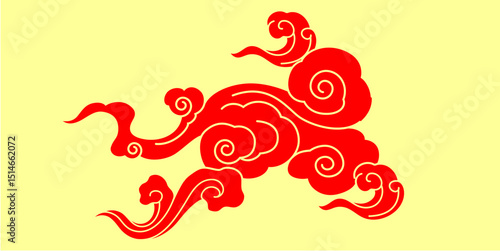 Traditional Asian cloud vector with swirling pattern. Ideal for Chinese, Japanese, or Korean themed design, culture, festival, art, tattoo, or decoration projects.