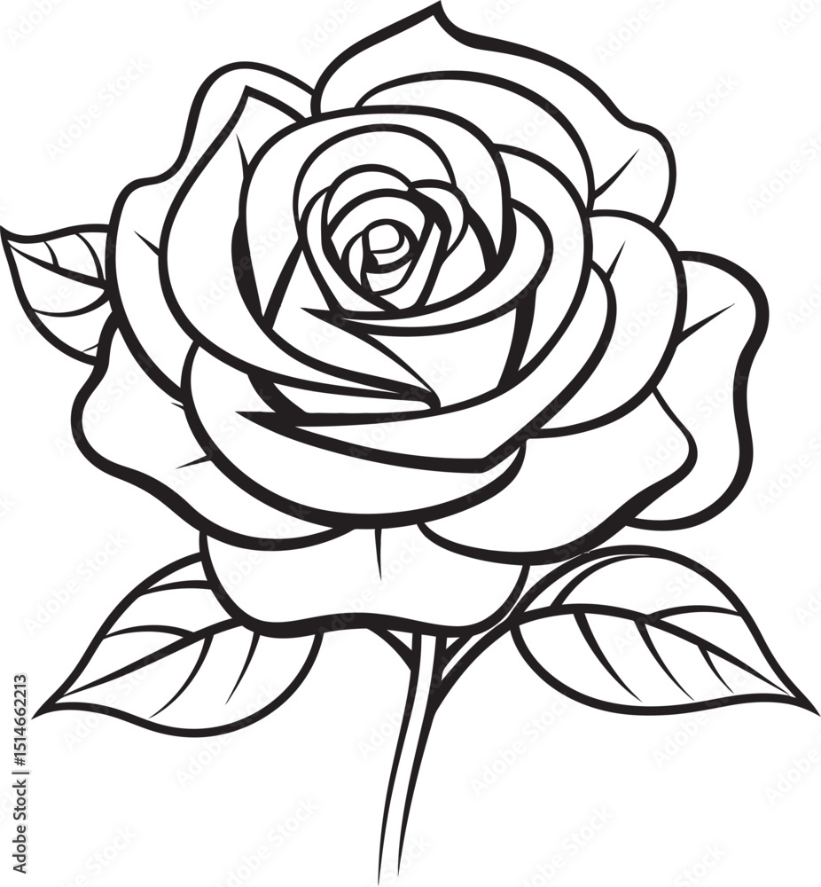 Artistic rose vector logo with soft and flowing black line art Minimalist rose vector logo featuring sharp and clean black strokes