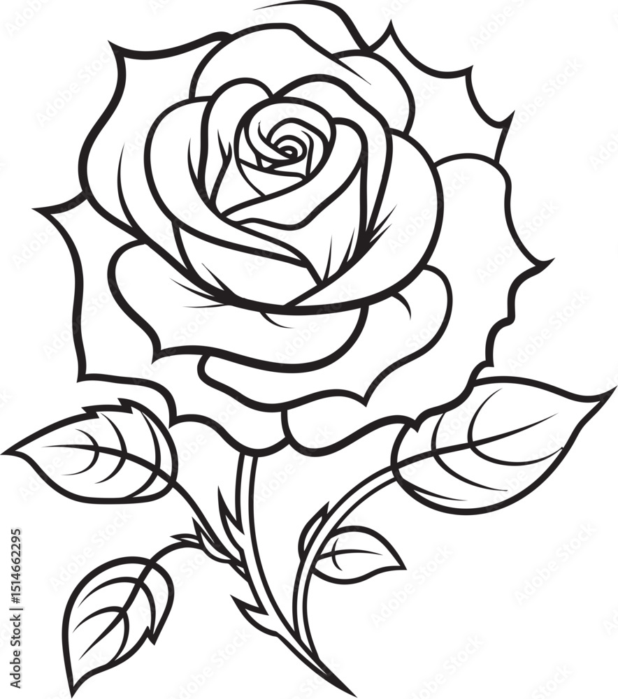 Minimal Rose Line Art Vector Logo with Clean Black Silhouette Classic Rose Line Drawing Vector Icon with Artistic Black Lines Minimal Rose Line Art Vector Logo with Clean Black Silhouette Classic Rose Line Drawing Vector Icon with Artistic Black Lines