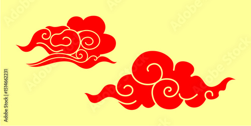 Traditional Asian cloud vector with swirling pattern. Ideal for Chinese, Japanese, or Korean themed design, culture, festival, art, tattoo, or decoration projects.