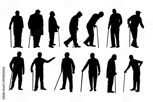 elderly people silhouettes collection