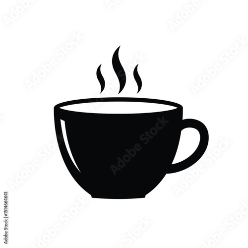Simple black and white hot beverage cup icon