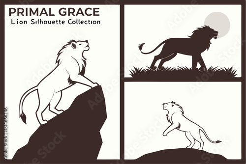 Primal Grace: Lion Silhouette Collection