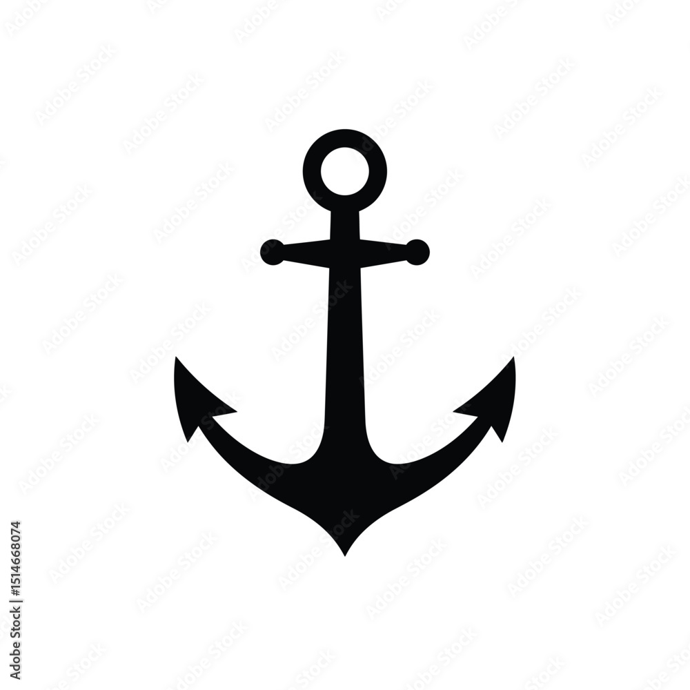 Simple Black Anchor Icon Isolated on White Background Nautical Maritime Symbol Simple Black Anchor Icon Isolated on White Background Nautical Maritime Symbol