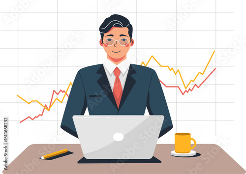 man with trading accuracy vector illustration