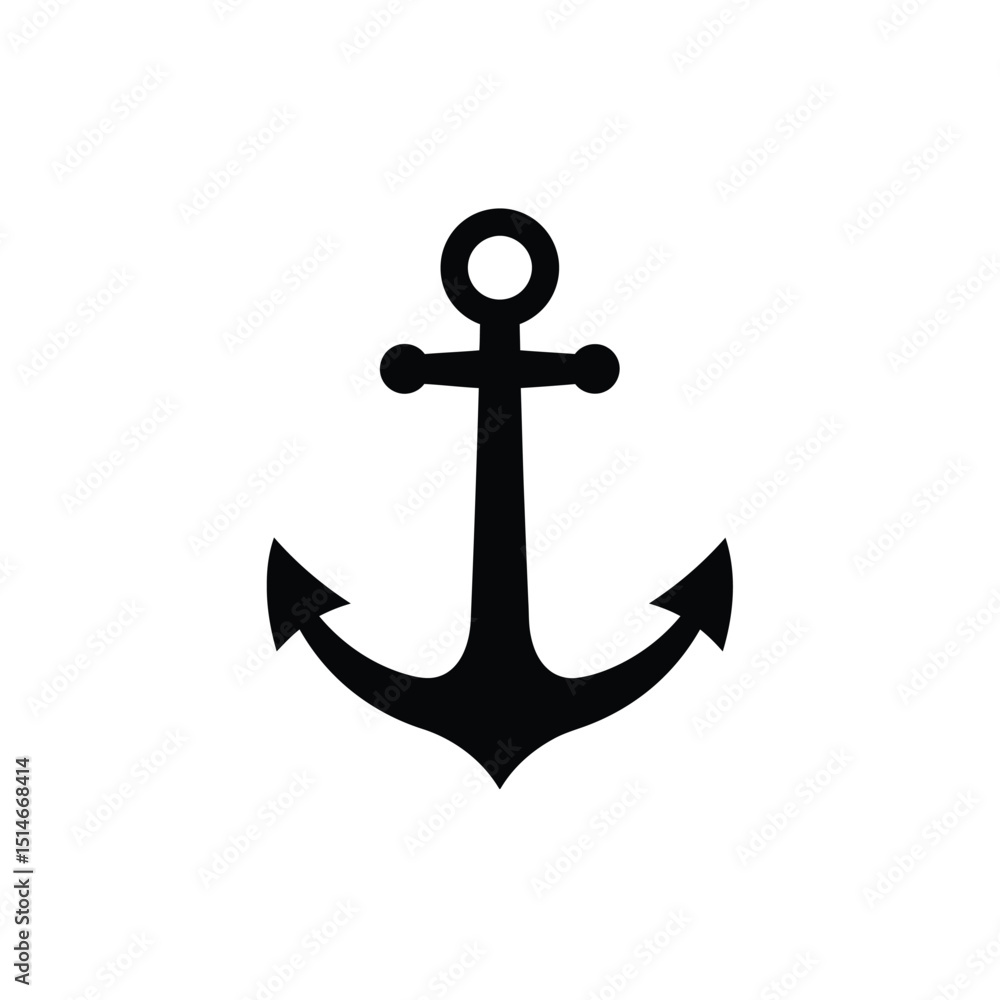 Simple Black Anchor Icon Isolated on White Background for Nautical Designs Simple Black Anchor Icon Isolated on White Background for Nautical Designs