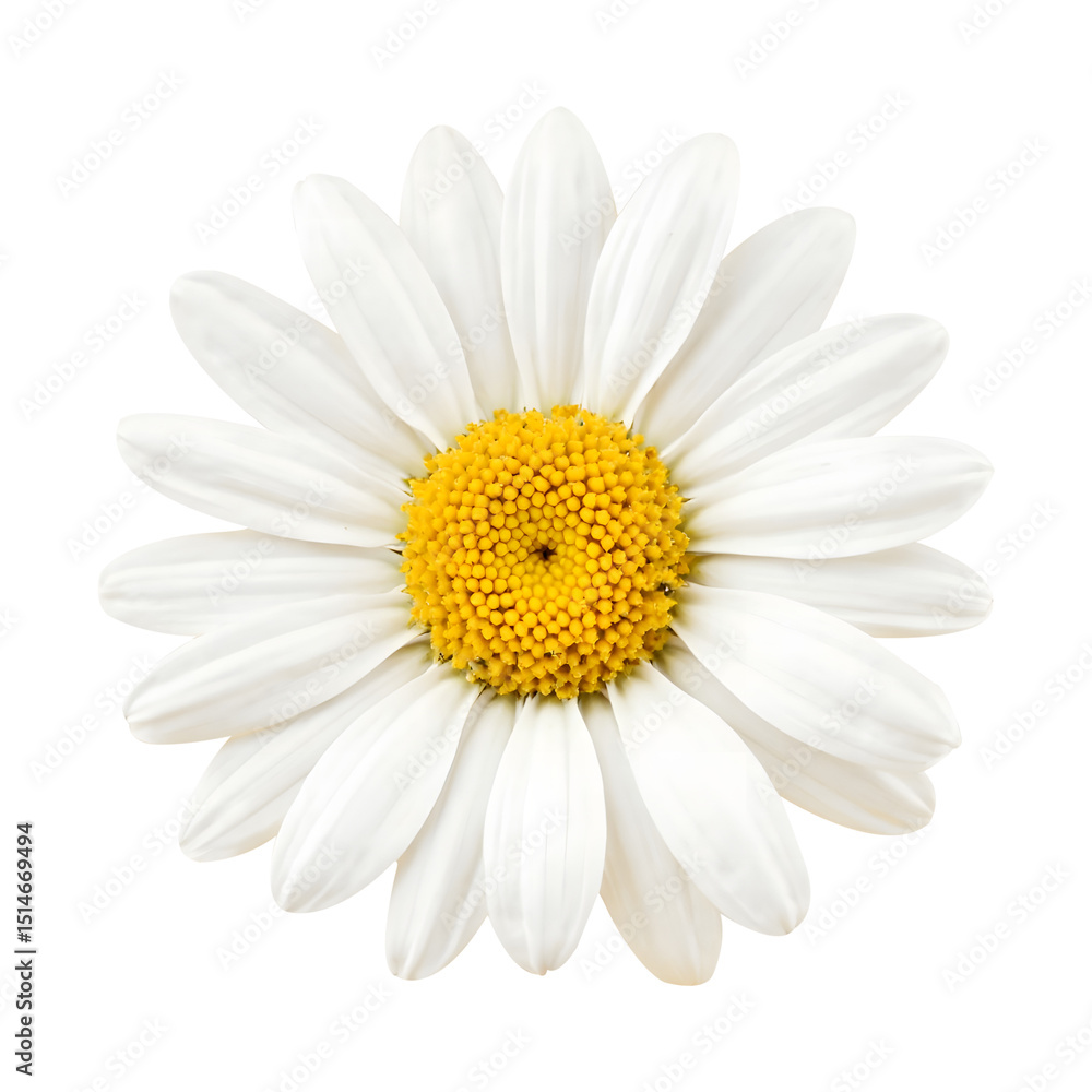 Daisy flower with yellow center, isolated, transparent background Daisy flower with yellow center, isolated, transparent background