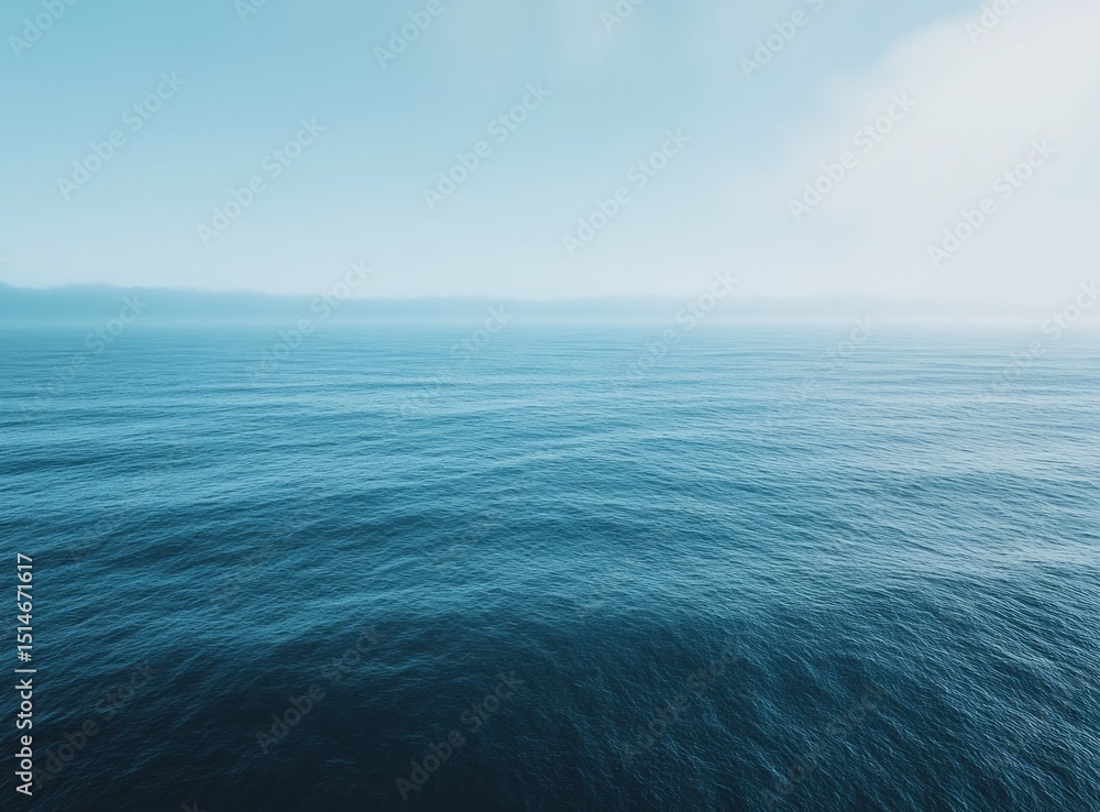 Fototapeta premium Calm Blue Ocean Under a Misty Sky
