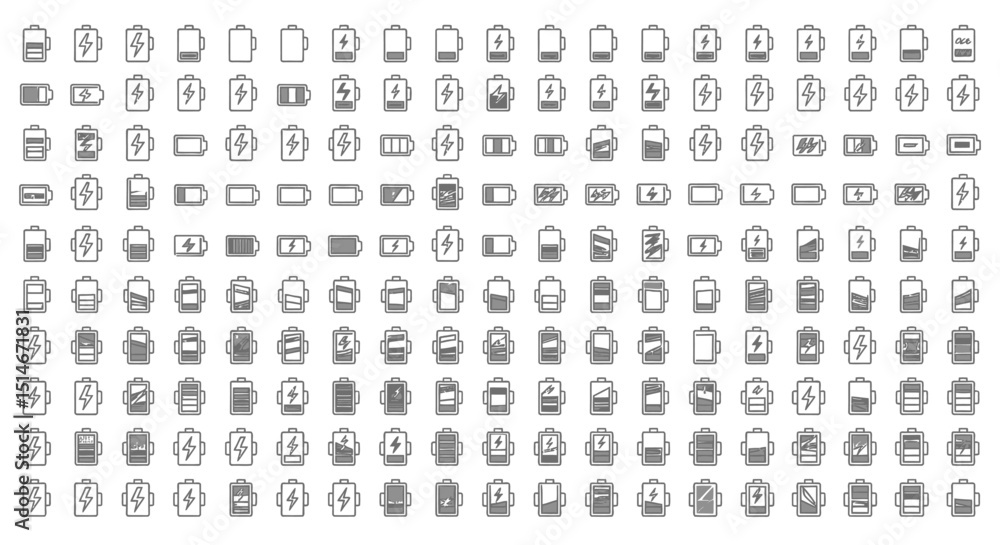 Extensive Collection of Battery Level Icons EPS Vector Graphics Extensive Collection of Battery Level Icons EPS Vector Graphics