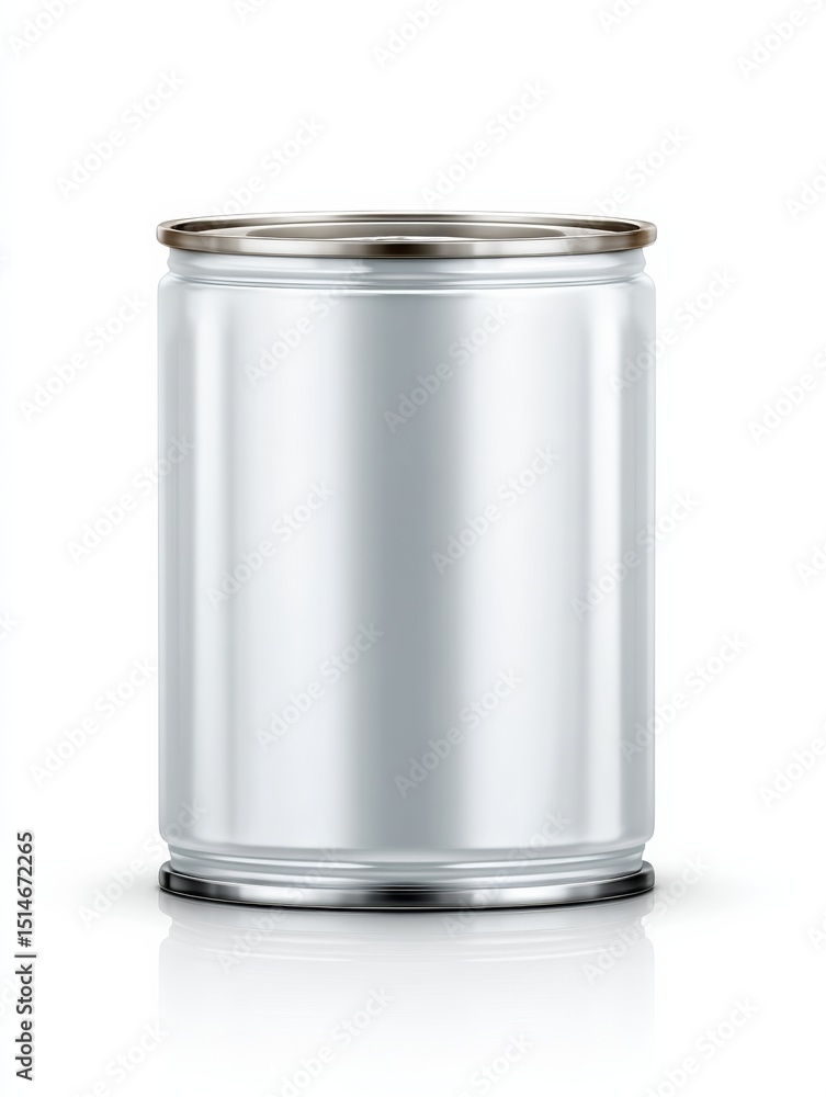 Metallic Tin Can Mockup for Food Packaging with Shiny Finish Metallic Tin Can Mockup for Food Packaging with Shiny Finish