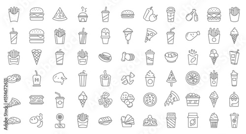 Fast Food Icons A Comprehensive Collection of Line Art Graphics