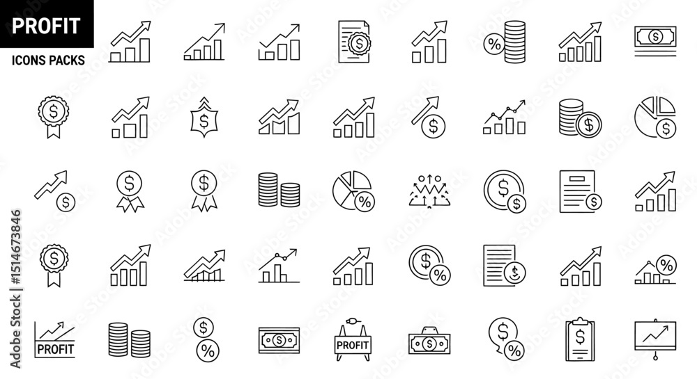 Profit Icons Pack 40+ Line Icons for Business Growth & Financial Success Profit Icons Pack 40+ Line Icons for Business Growth & Financial Success
