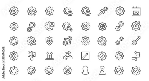 Wallpaper Mural Collection of Line Icons Gears, Settings, and Mechanism Symbols Torontodigital.ca