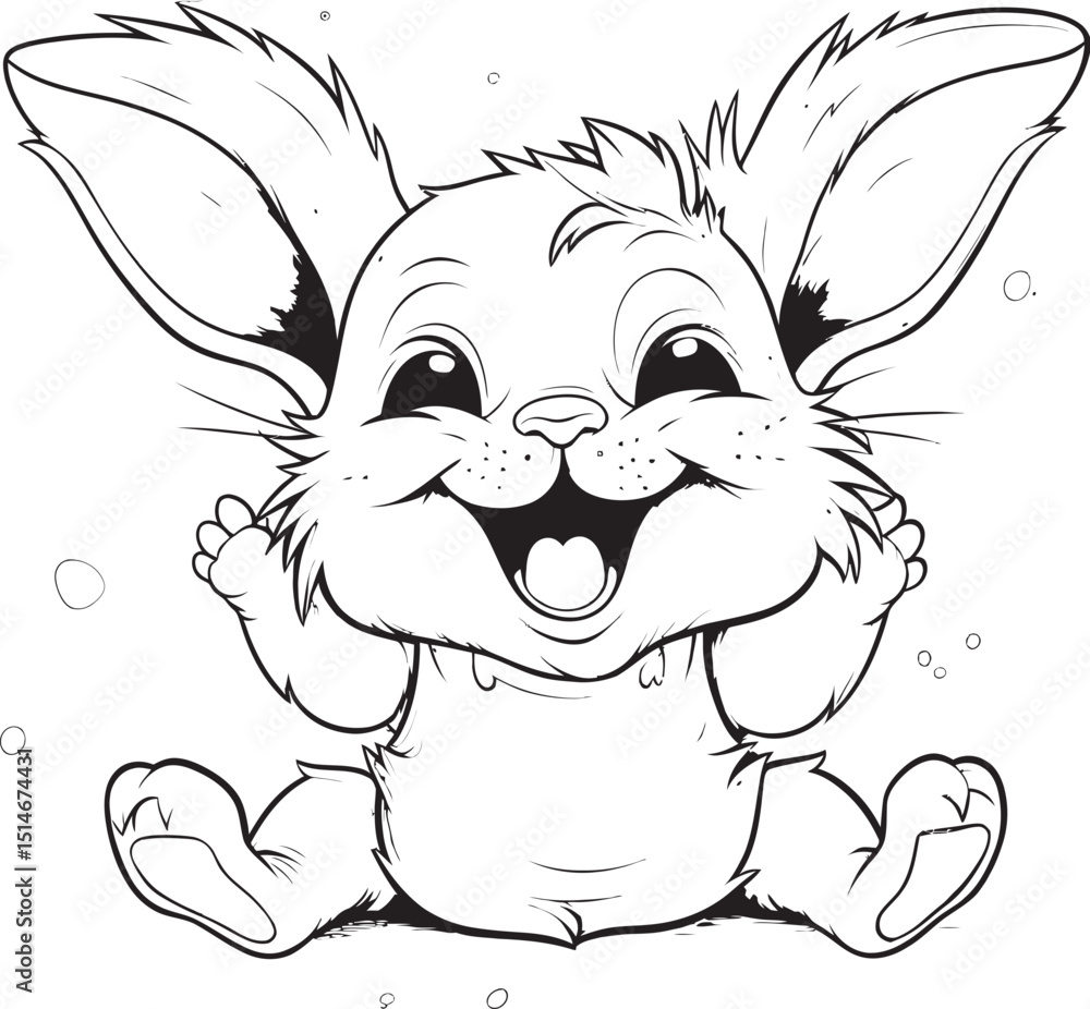 Obraz premium Minimalist Kid Rabbit Vector Logo Black Outline Logo Playful Bunny Kid Vector Logo Black Silhouette Design