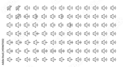 Collection of Speaker Icons Volume Control, Sound, Audio Symbols