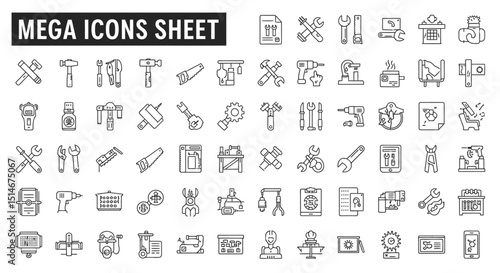 Mega Collection of Construction & Repair Tool Icons Vector EPS Sheet