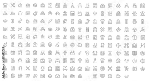 Extensive Collection of Line Icons Versatile Vector Graphics for Design Projects