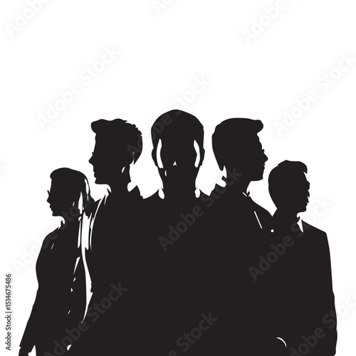 Business people, set of vector silhouettes and silhouettes of men

