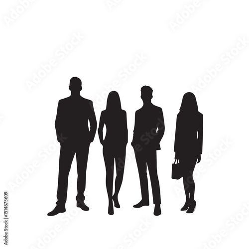 Business people, set of vector silhouettes and silhouettes of men
