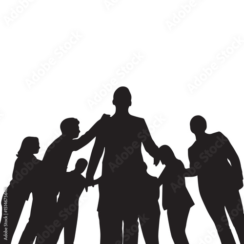 Business people, set of vector silhouettes and silhouettes of men
