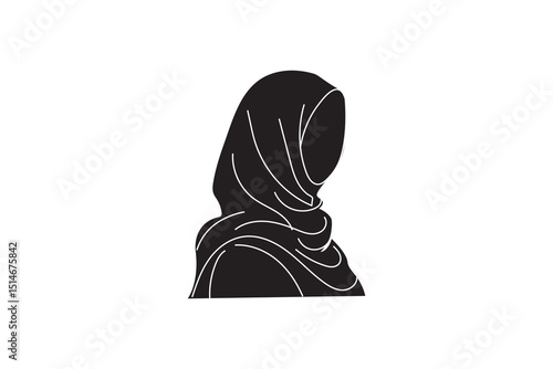 Two muslim women wearing headscarves, minimalist graphic hijabs  vector illustration icon 