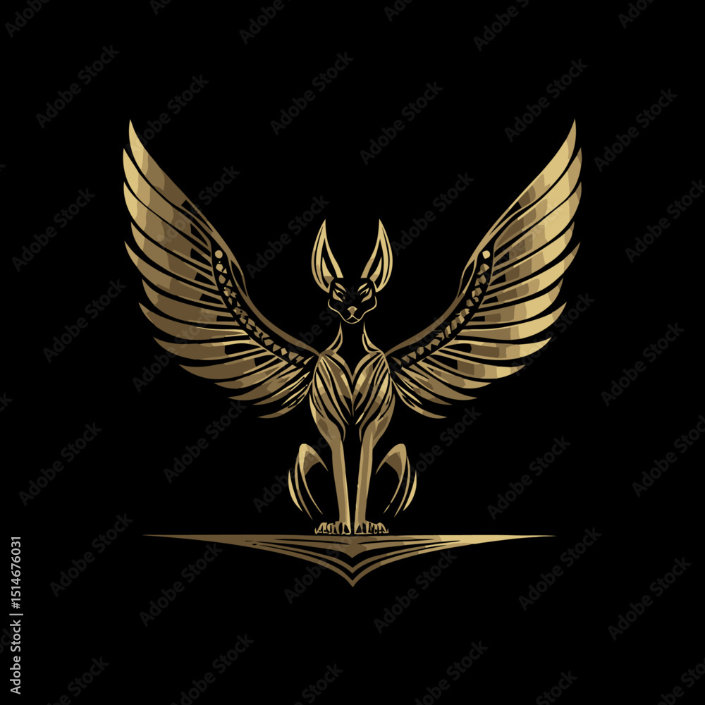 Fototapeta premium Majestic Golden Winged Creature Design for Unique Artwork and Graphics