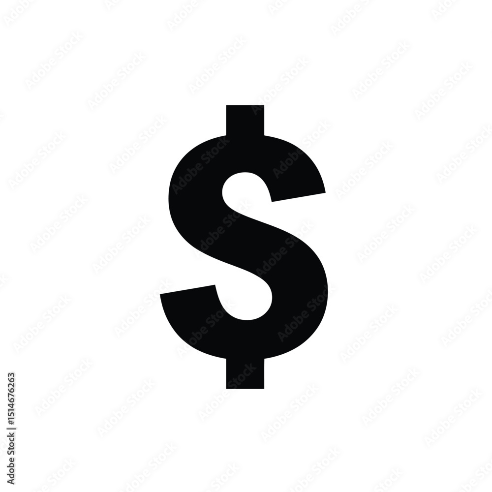 Simple black dollar sign icon on white background Simple black dollar sign icon on white background