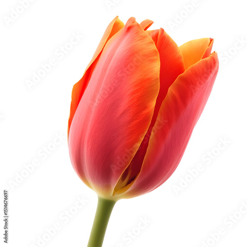 Red tulip flower isolated on transparent background