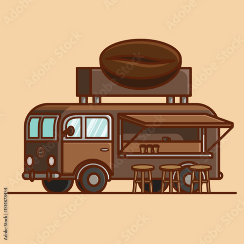 Simple Favorite Coffee Truck is Here cartoon vector illustration Collection of Truck Shop  concept icon isolated photo