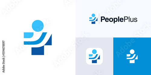 People with plus sign for health medical logo icon design vector element, Modern symbol human cross usable for hospital, healthcare, clinic, family care, doctor practice and brand identity business