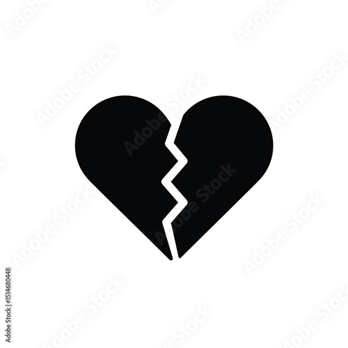 Broken Heart Icon Black and White