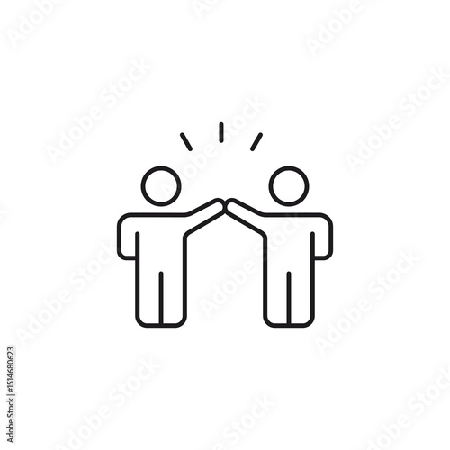 Partnership icon with stick figures highfiving for successful collaboration. Suitable for business presentations, teamwork concepts, and corporate designs.