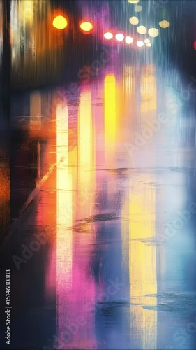 Wallpaper Mural Vibrant urban night reflections on a rainy street captured in high resolution Torontodigital.ca